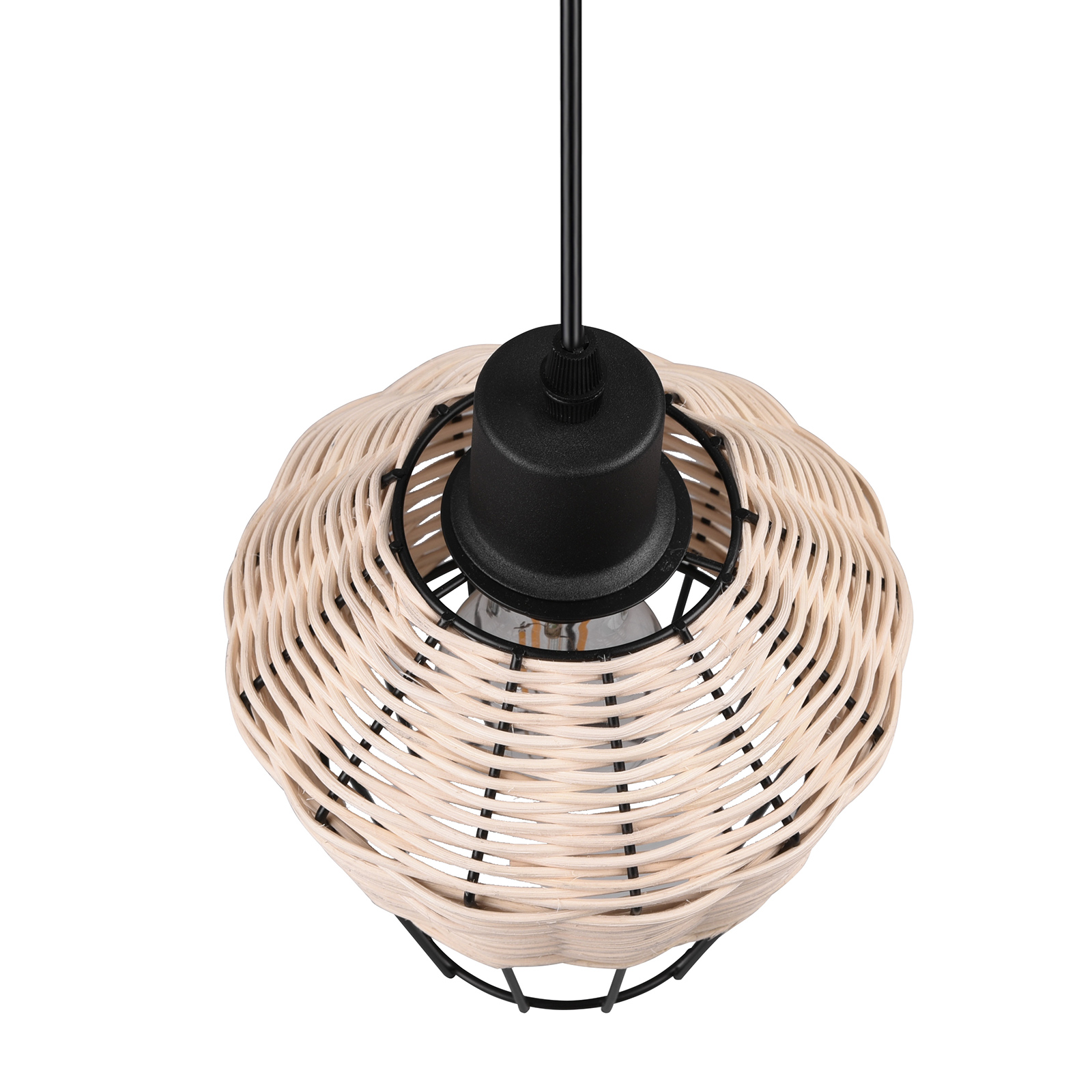 Pendelleuchte - natur-schwarz - Rattan