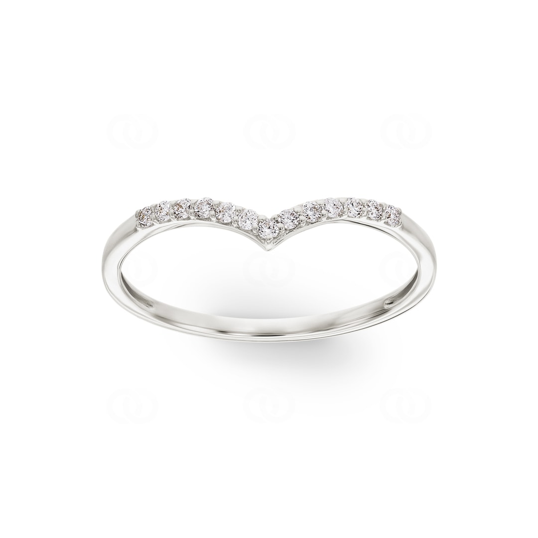 Damenring 750/18 K Weissgold V-Form mit Diamanten 0.10 ct H/si