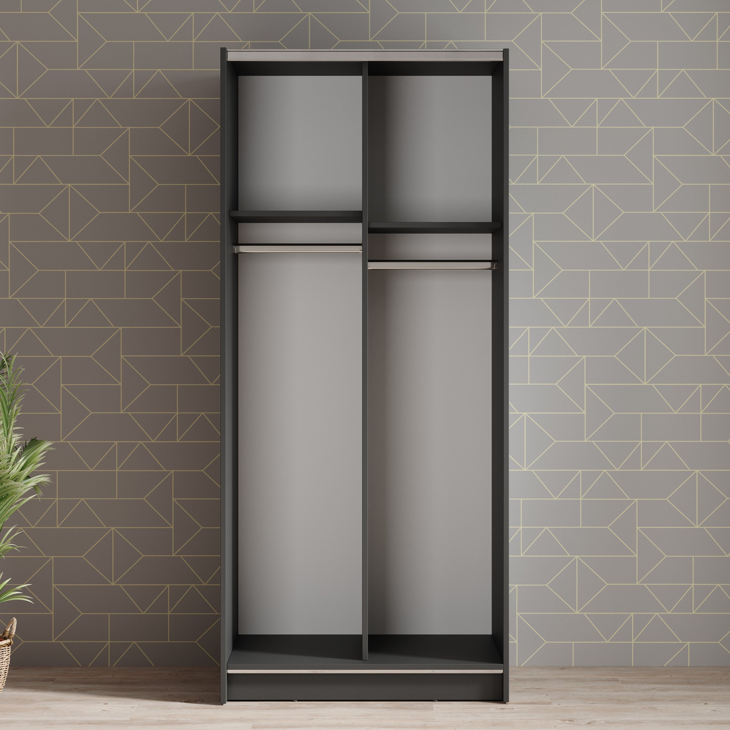 Meubella - Kledingkast Salta - Zwart - 80 cm - Met spiegel