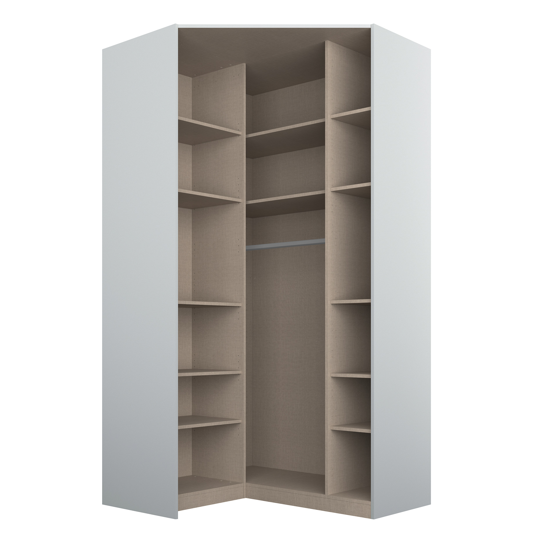 Drehtüren-Eckschrank - seidengrau - 2-türig - 117x229 cm