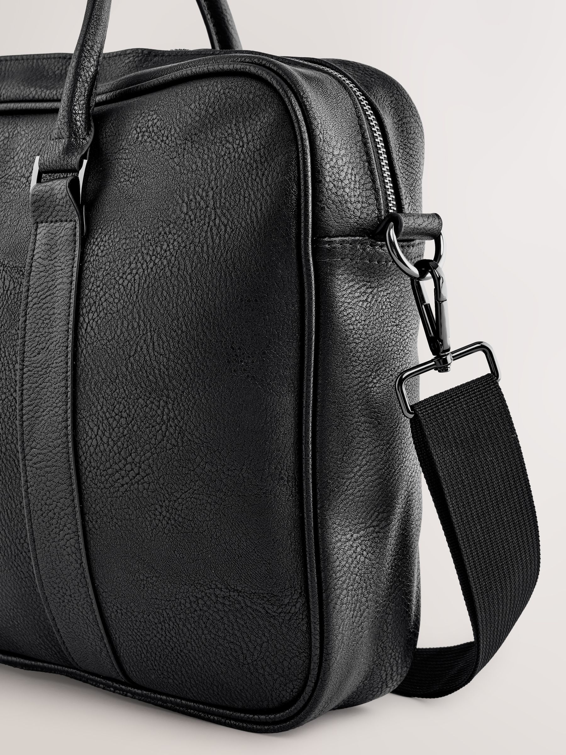 Zwart - Faux Leather Briefcase