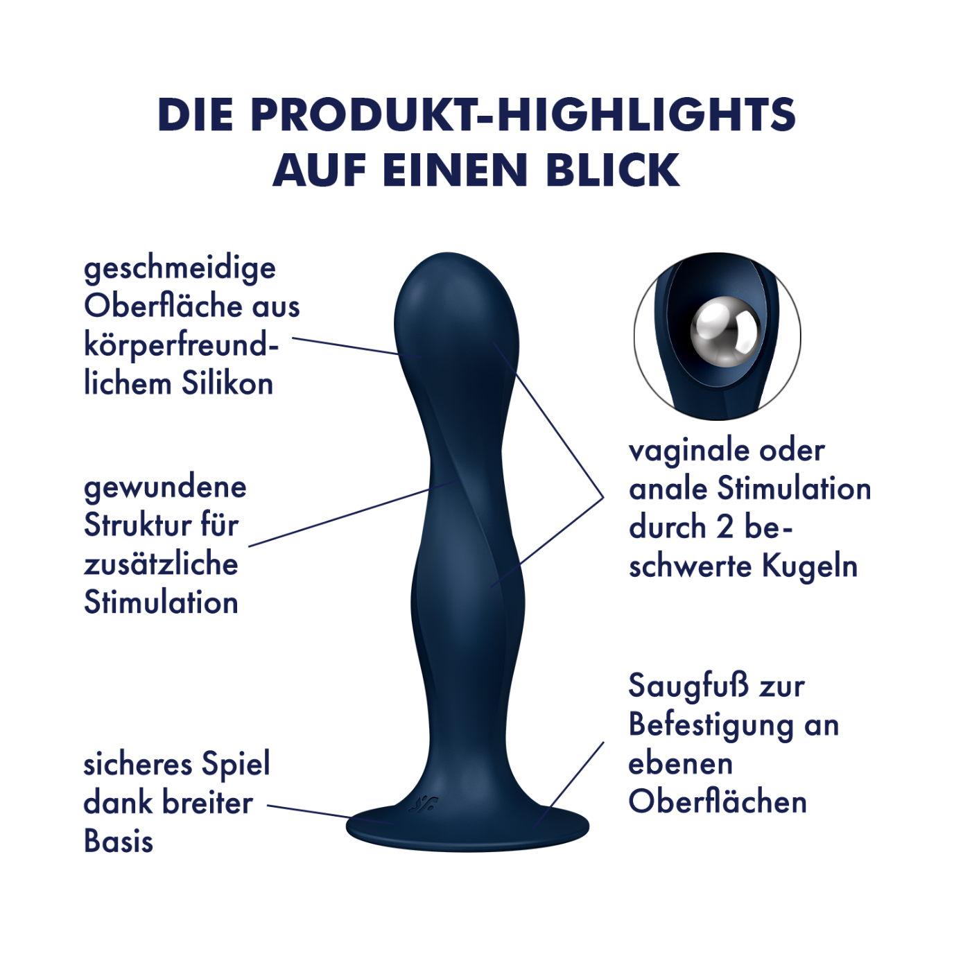 Double Ball-R Kugel Dildo (4061504048673) - Dunkelblau
