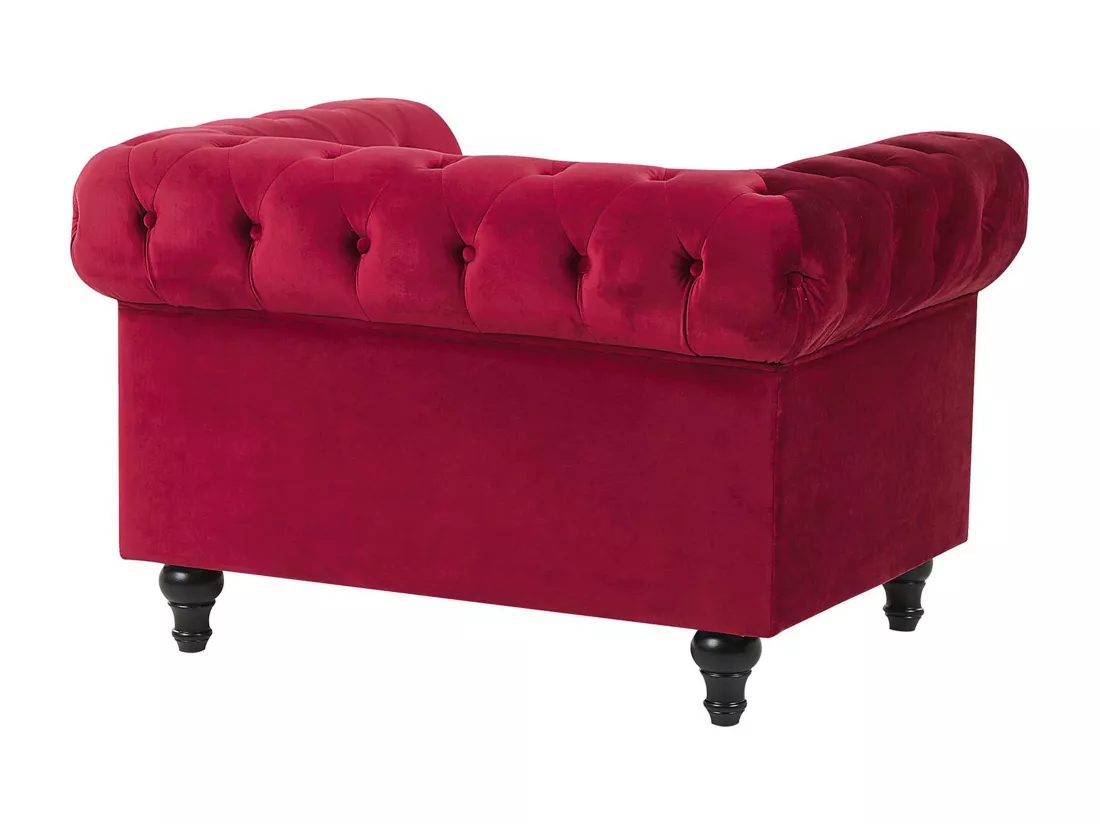 Fauteuil CHESTERFIELD Velours Rouge foncé
