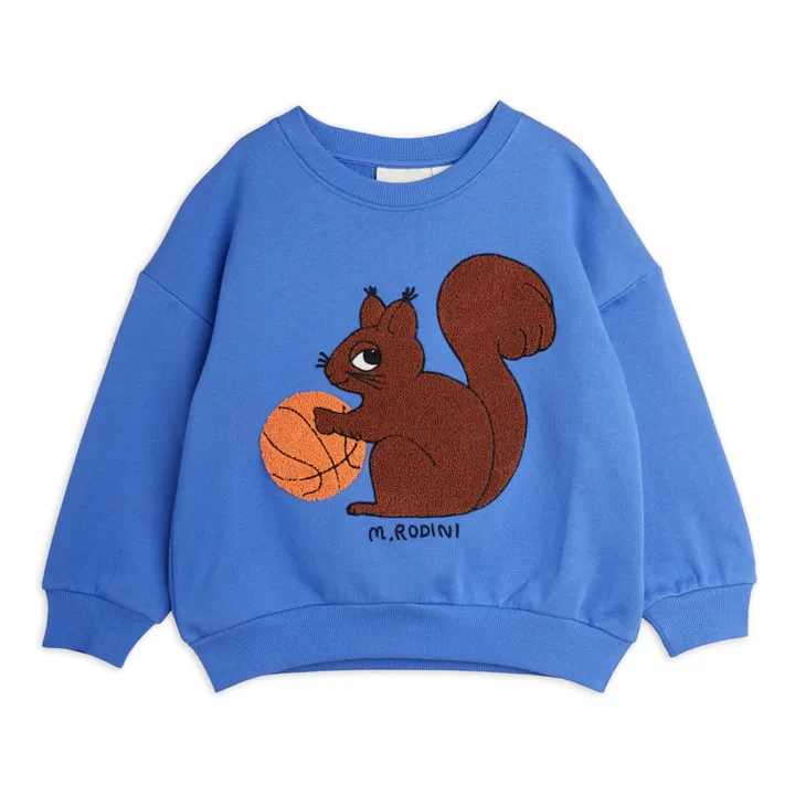 Mini Rodini Sweat Ecureuil Coton Bio | Bleu