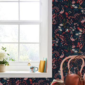 Vliesbehang Joules Fields Edge Floral Donkerblauw(dessin 118568)