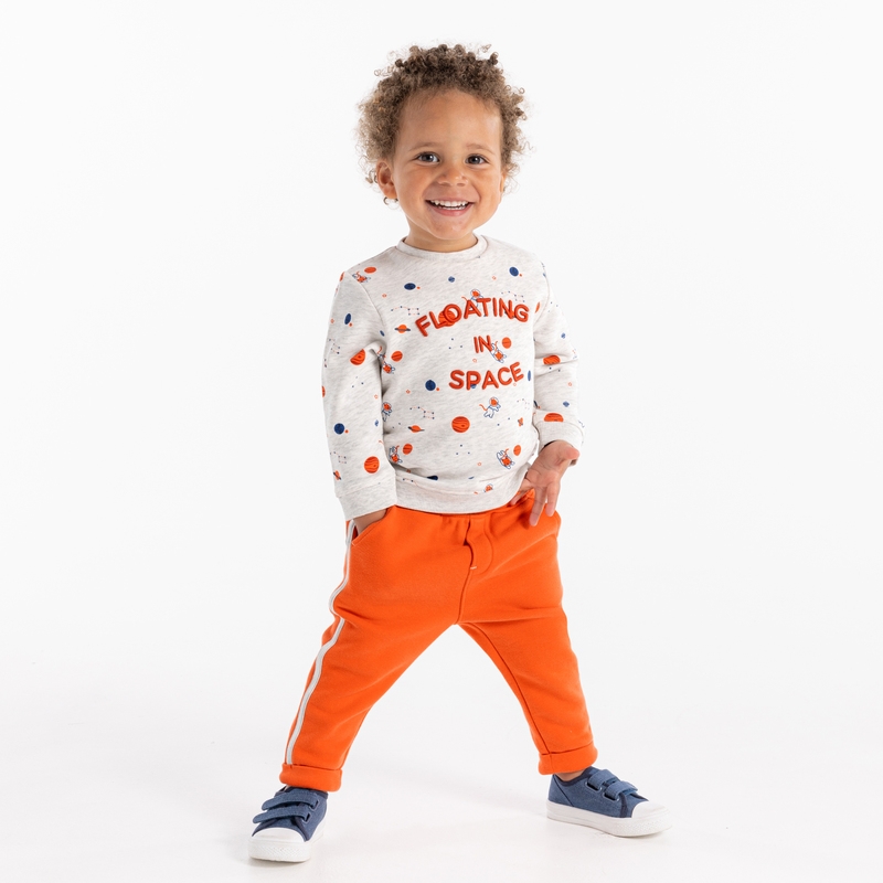 Sweat molleton et jogging orange bébé garçon