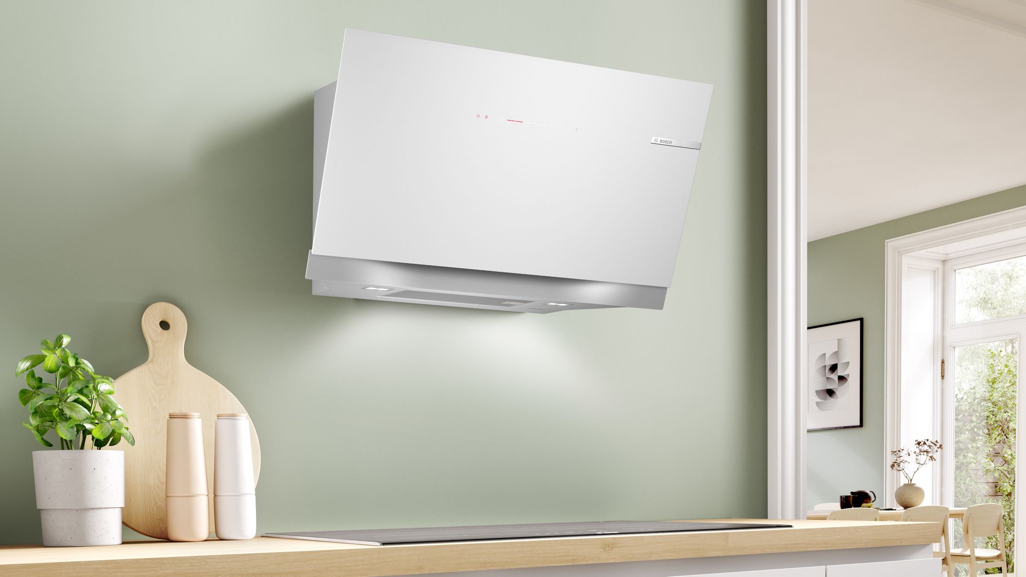 Coifa de parede decorativa Série 8, 90 cm, vidro branco, DWK91LT20