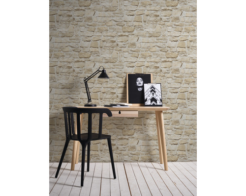 Zelfklevend behang 38580-1 Gebroken steen 3D beige 8,40 x 0,53 m