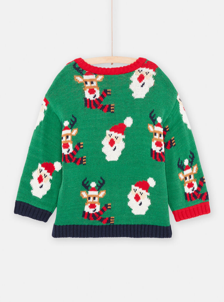 Pull rouge vif de Noël en maille pour garçon