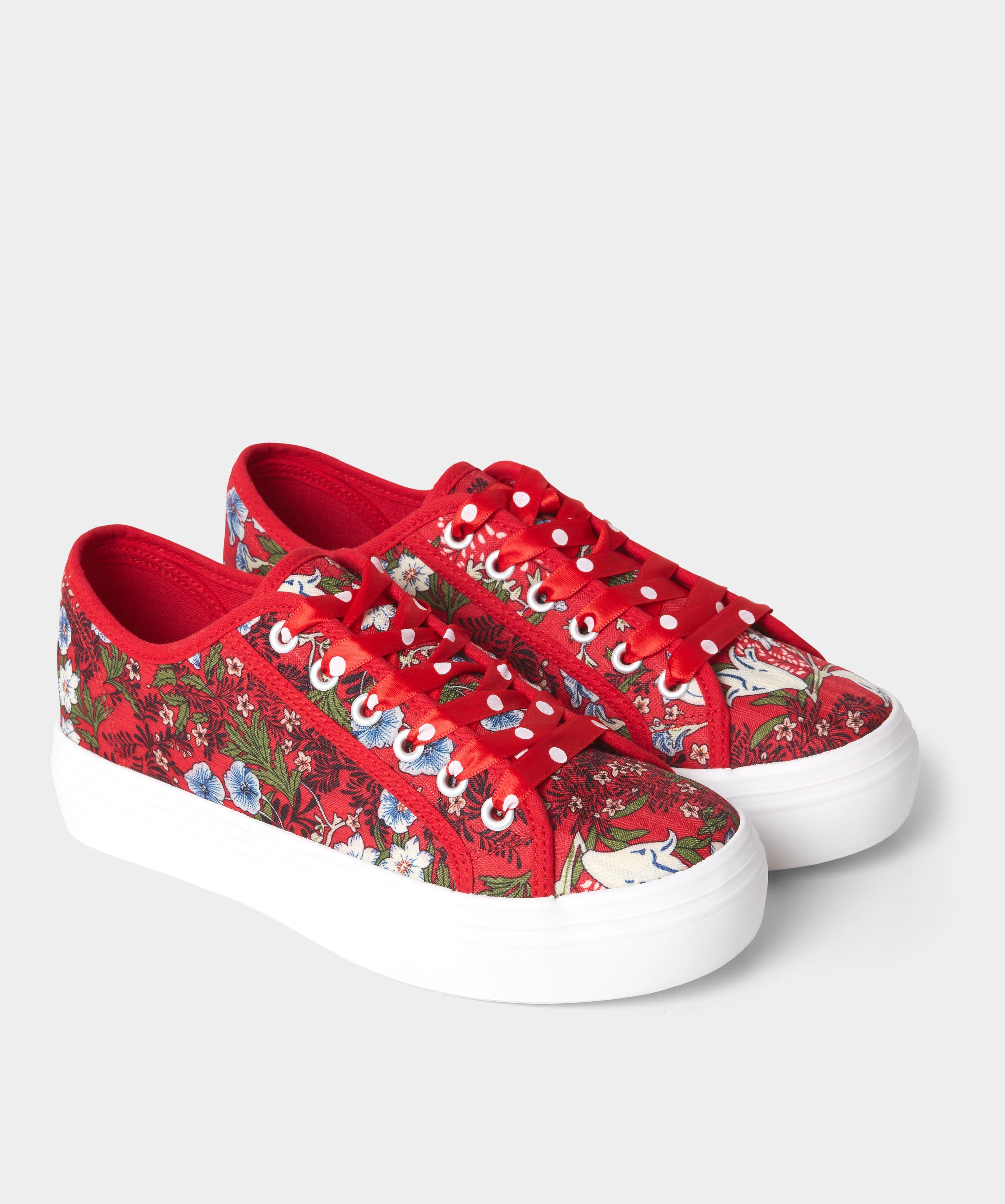 Sneaker aus Canvas, mit Blumendruck