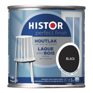 Histor Perfect Finish houtlak zijdeglans RAL 9005 zwart 250 ml
