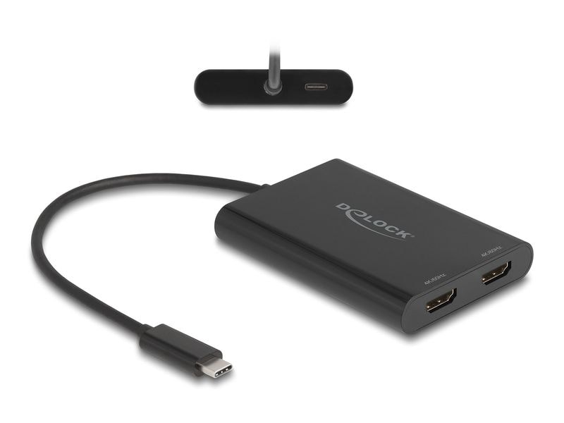 Delock Multiadapter USB-C zu 2 x HDMI 4K 60Hz Schwarz Delock Adapter USB Type-C zu 2 x HDMI 4K 60 Hz mit DisplayLink Grafik und USB PD