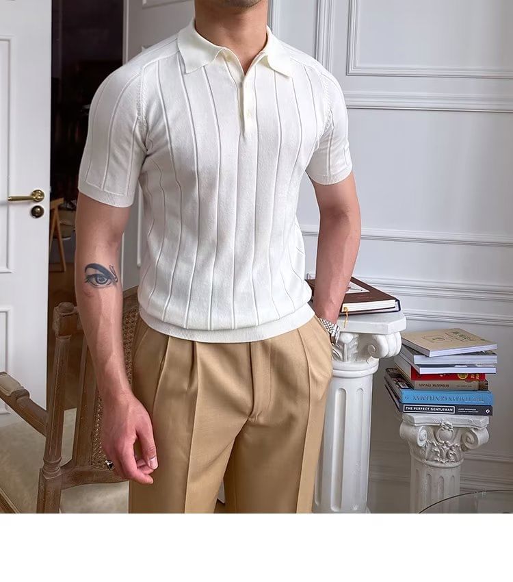 Craltuxe - Poloshirt met korte mouwen en effen ribbels