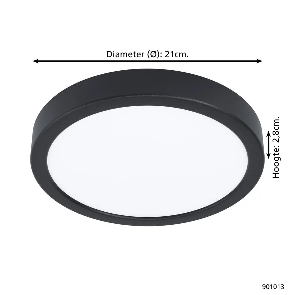 EGLO Fueva 5 Opbouwlamp - LED - Ø 21 cm - Zwart/Wit