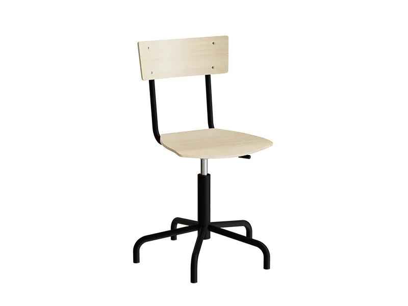 Stol Strong 113, birk laminat med sort stel og glidesko