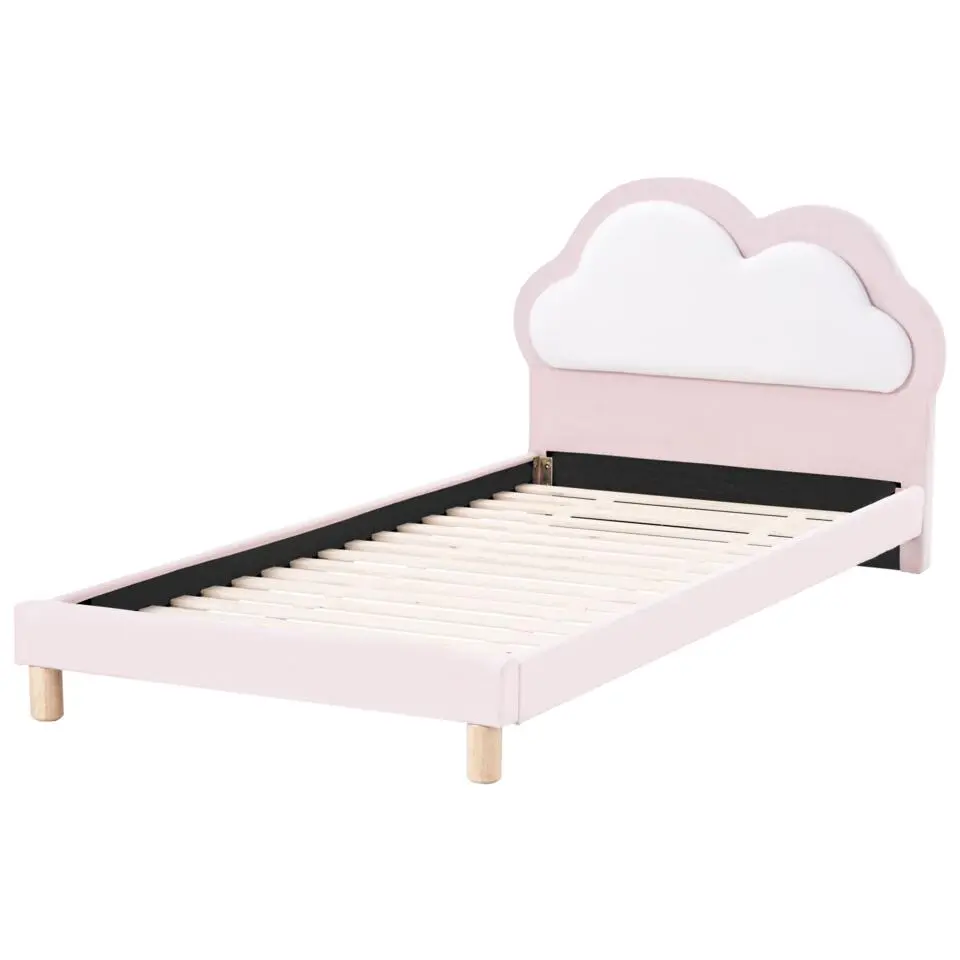 MAZOU - Eenpersoonsbed - Roze - 90 x 200 cm - Fluweel