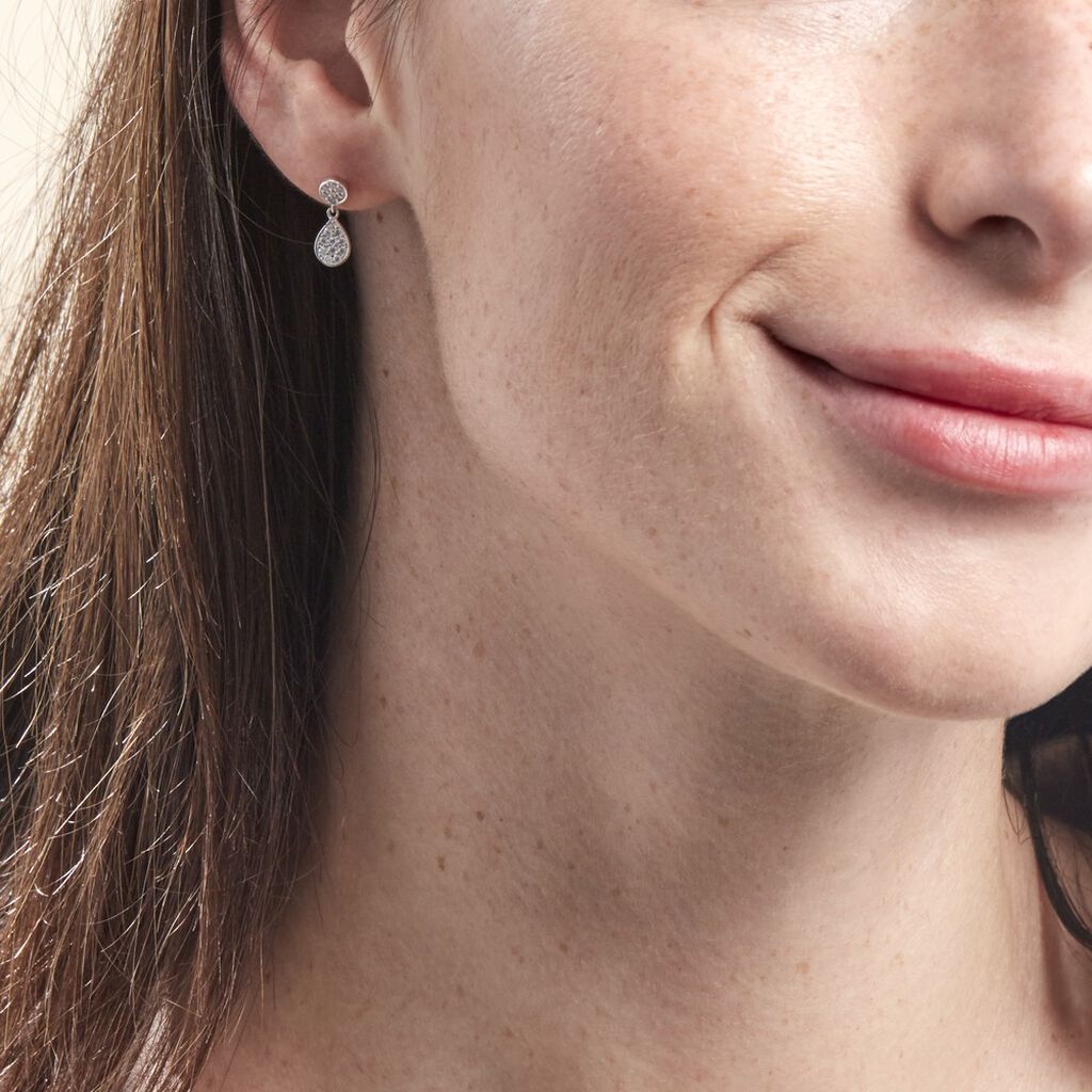 Boucles D'oreilles Pendantes Aletha Argent Blanc Oxyde De Zirconium