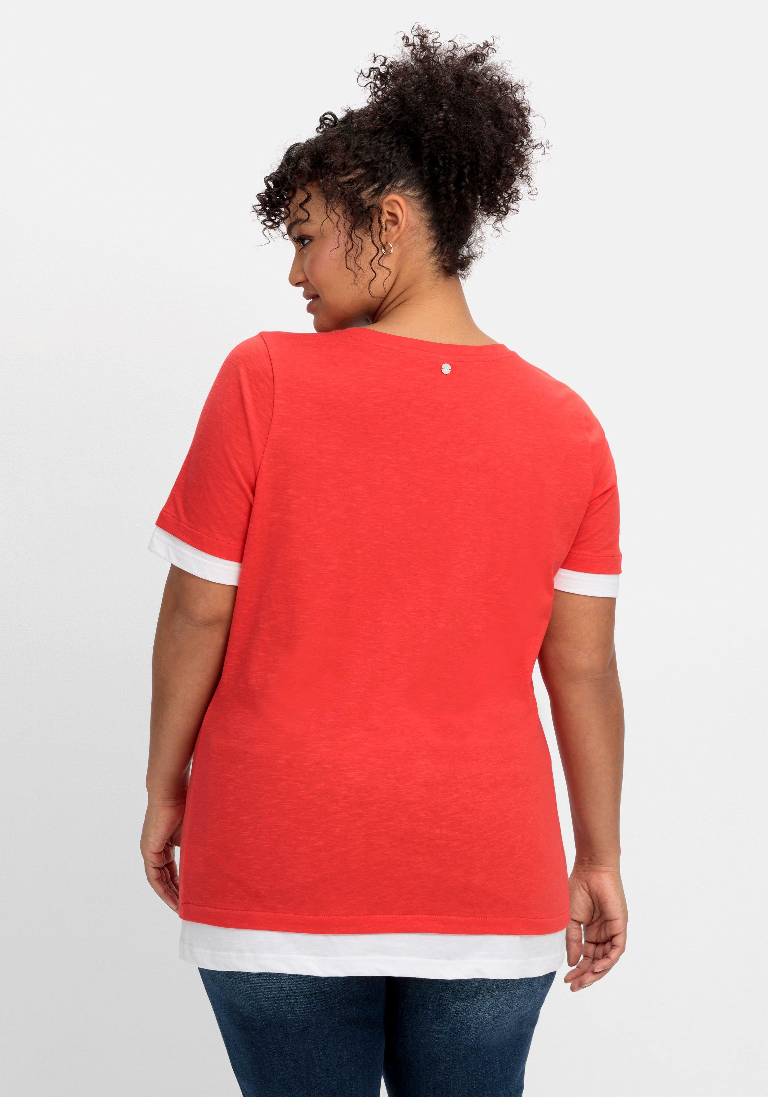 Jerseyshirt in 2-in-1-Optik, mit V-Ausschnitt