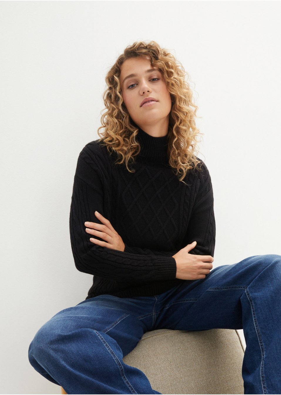 Pull oversize avec col montant