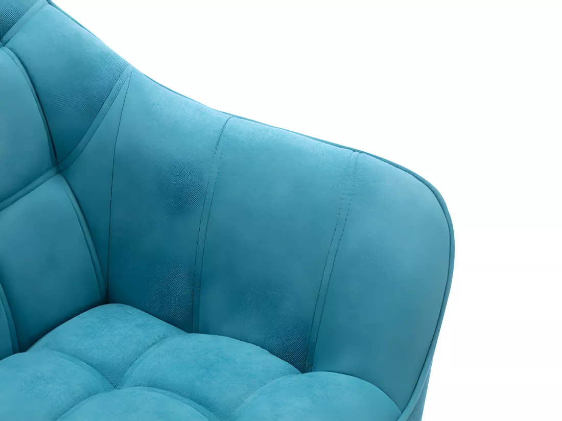 Canapé 2 places et fauteuil en tissu bleu CASERTA