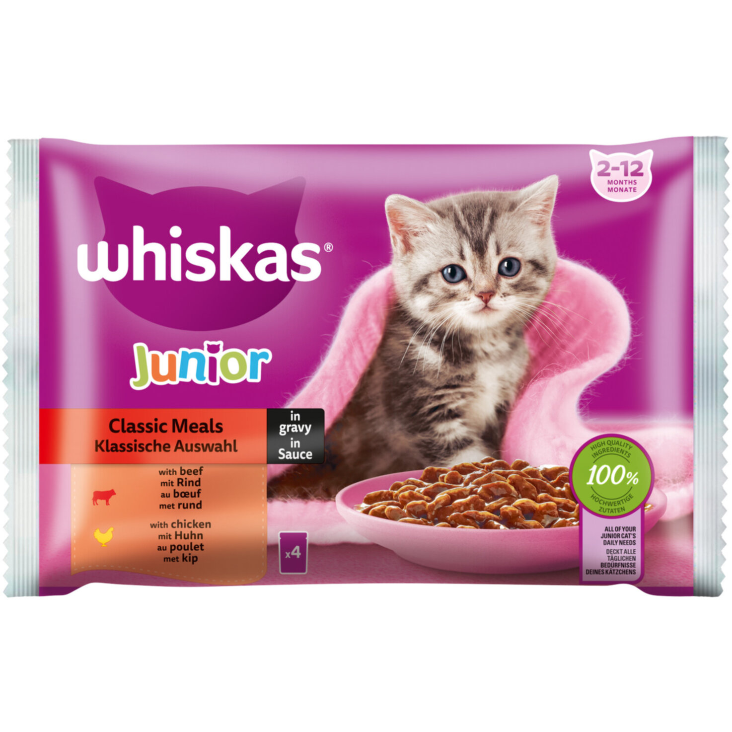 Whiskas Junior Katzenfutter in Sauce Fleisch 4x85g