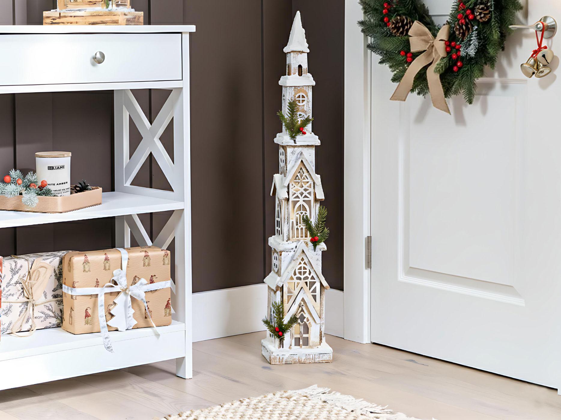 Kerstdecoratie LED NASIJARVI Huis 85 cm Lichtbruin