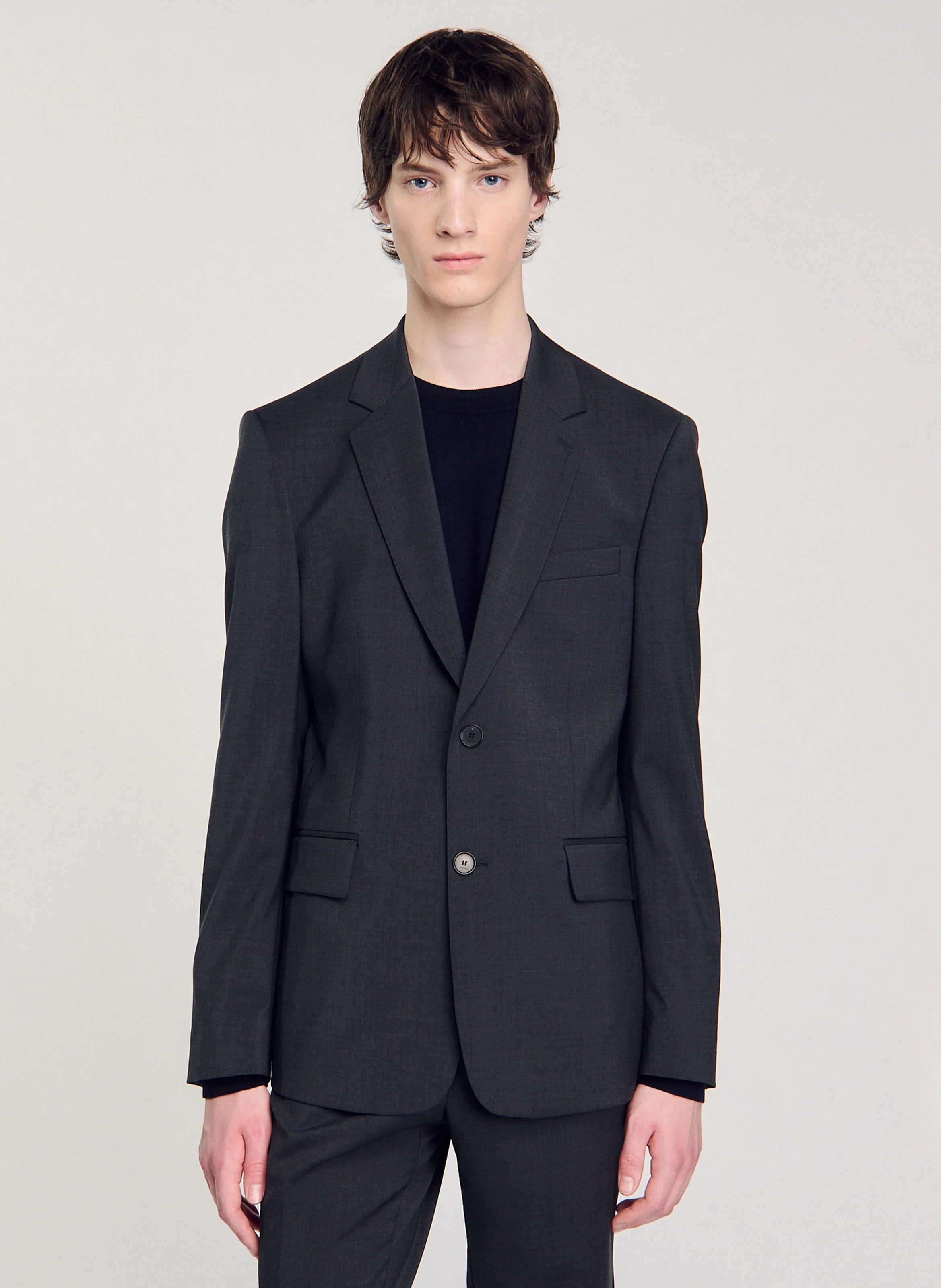Veste de costume en laine vierge | Gris