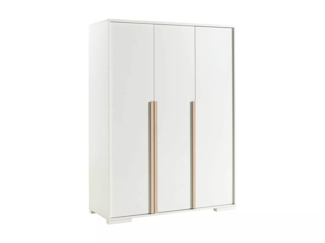 NASH WHITE - Lit 90x200cm + Chevet + Armoire 3 Portes