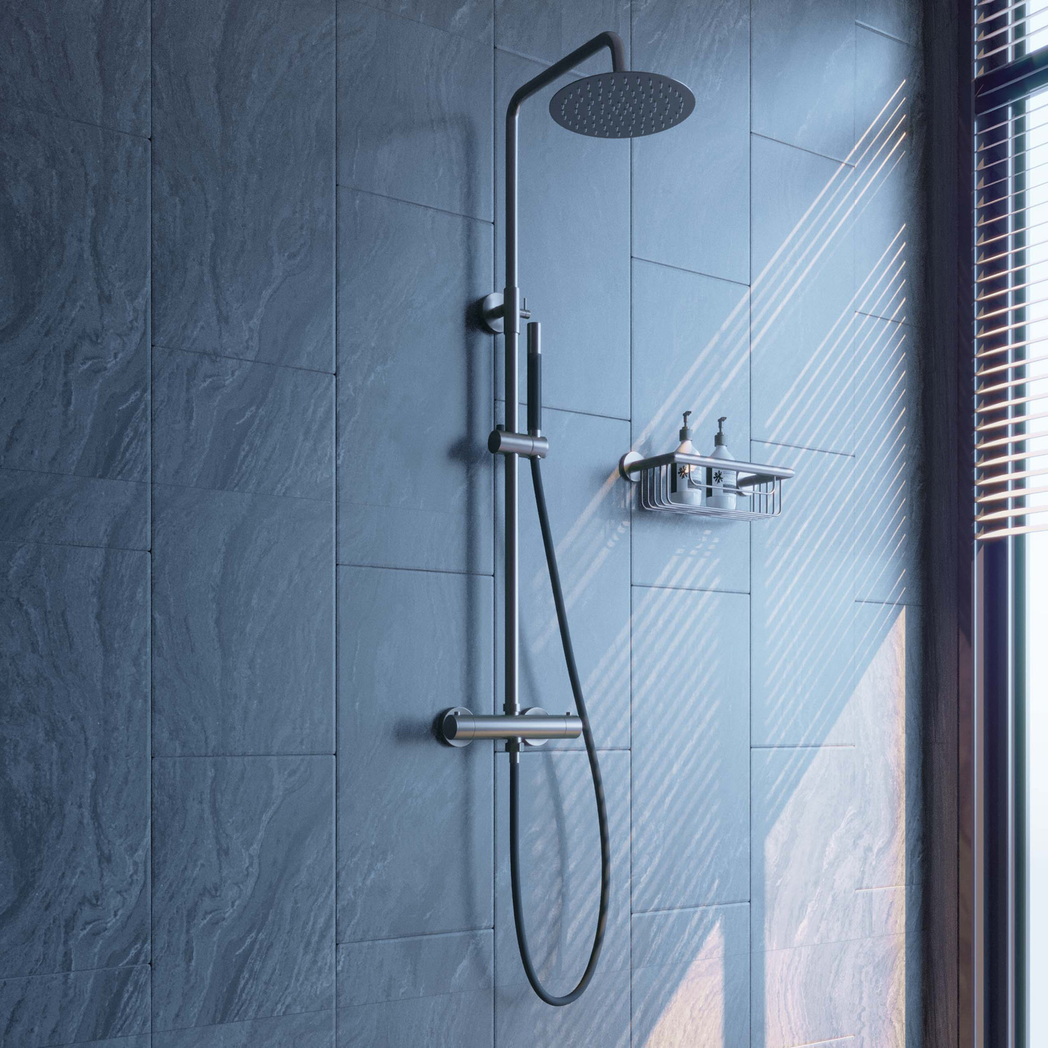 Saniclear Iron Pro opbouw regendouche verouderd ijzer - gunmetal 20cm hoofddouche staaf handdouche