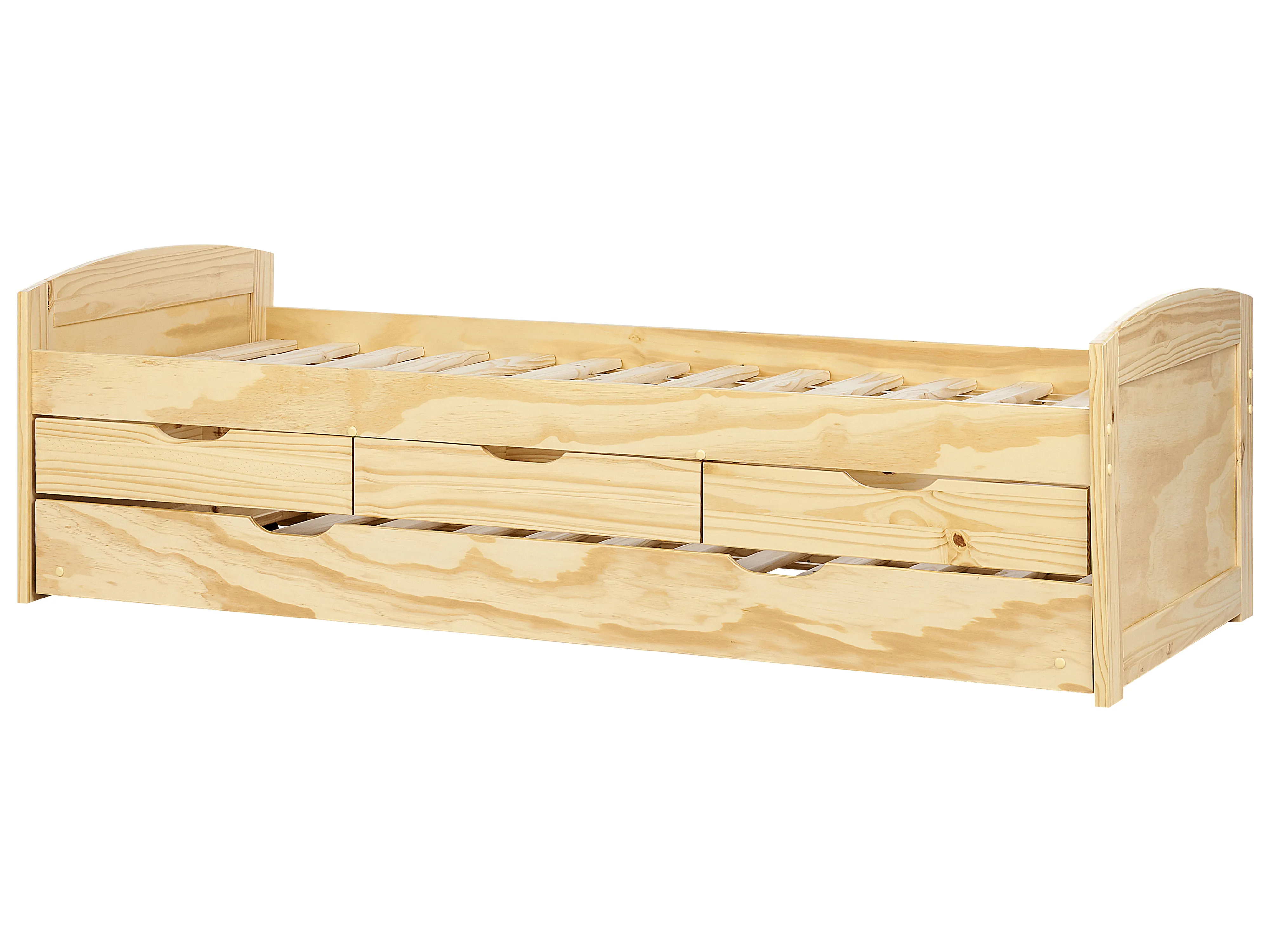 Onderschuifbed Dennenhout PETIVILLE 90 x 200 cm Lichtbruin