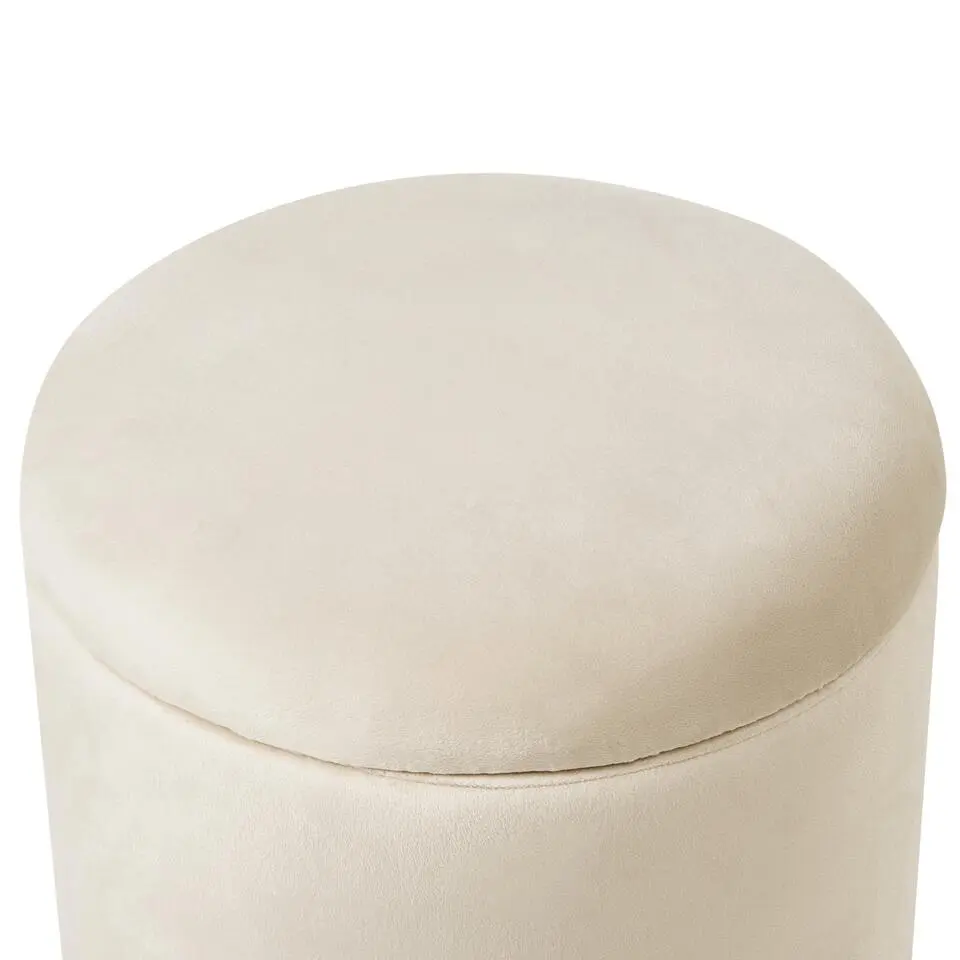 WENONA - Opbergpoef - Lichtbeige - Fluweel