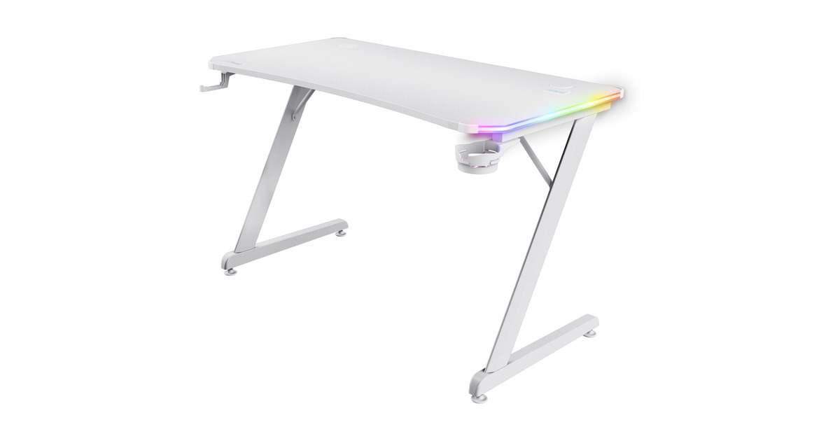 TrustGXT 709W Luminus RGB-gamingbureau gaming desk  (Wit)