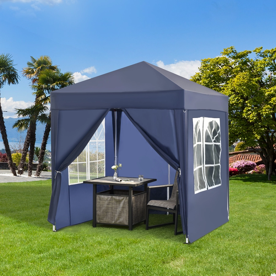 Outsunny Pavillon mit integrierten Klettverschlüssen blau