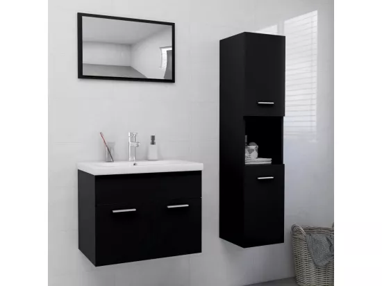 Ensemble de meubles de salle de bain Noir Aggloméré