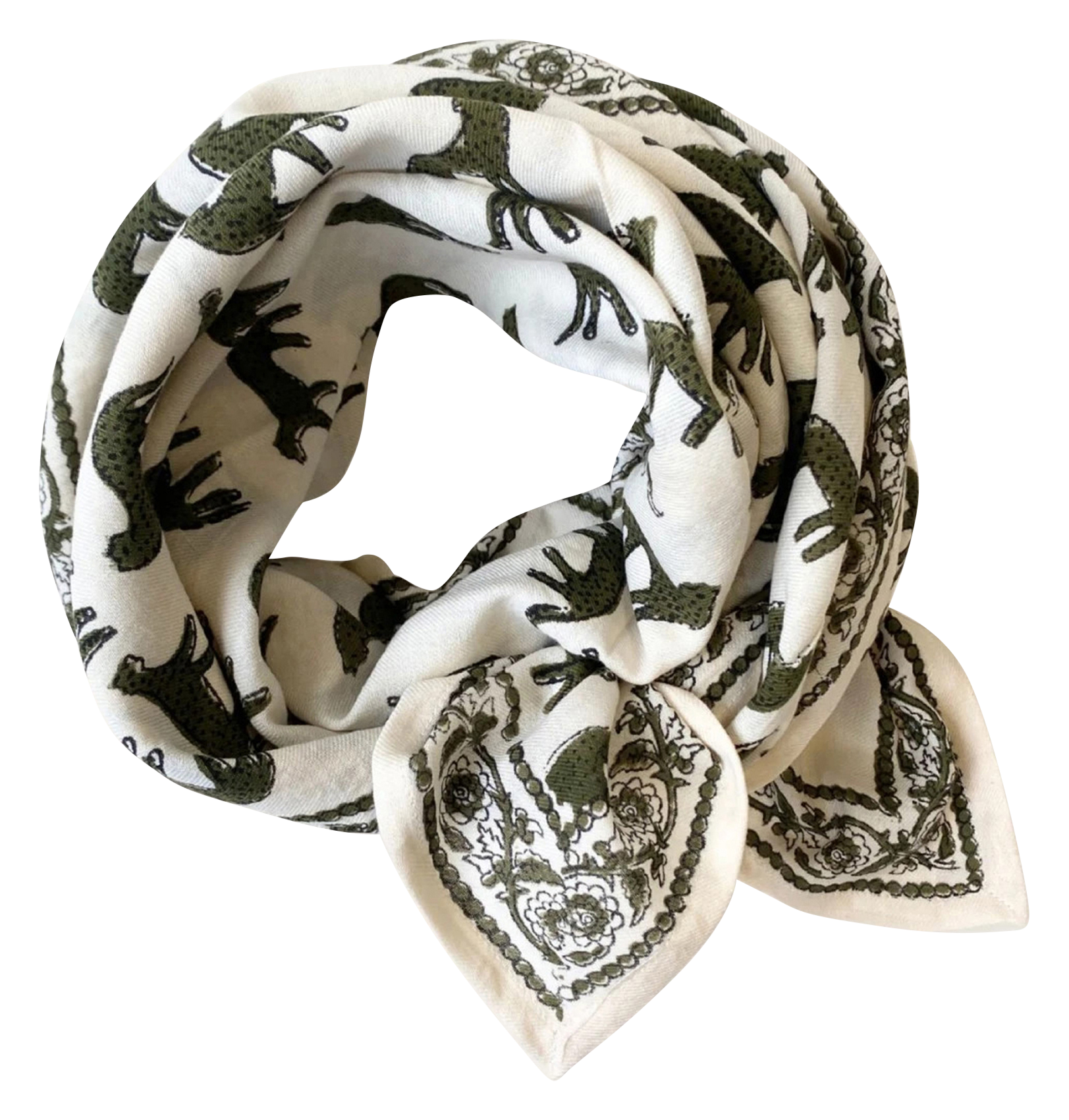 LATIKA - Foulard imprimé en coton | Vert