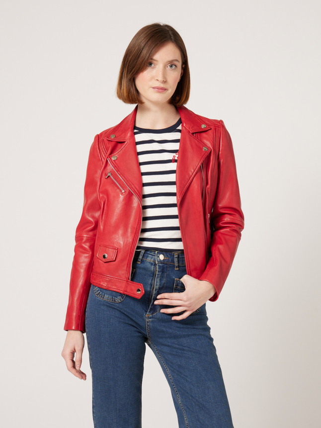 Veste en cuir détails zip