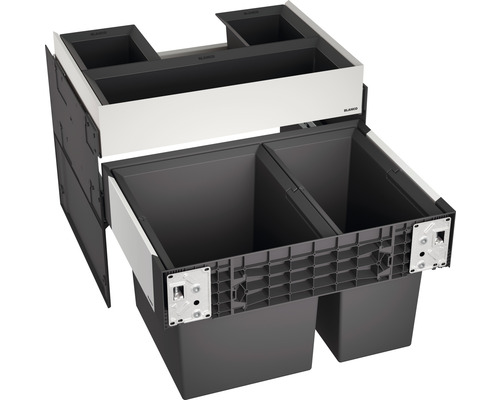 BLANCO Inbouw afvalbak Select II 60/2 Orga, 2 compartimenten, 30 liter, 19 liter, zwart, 526208