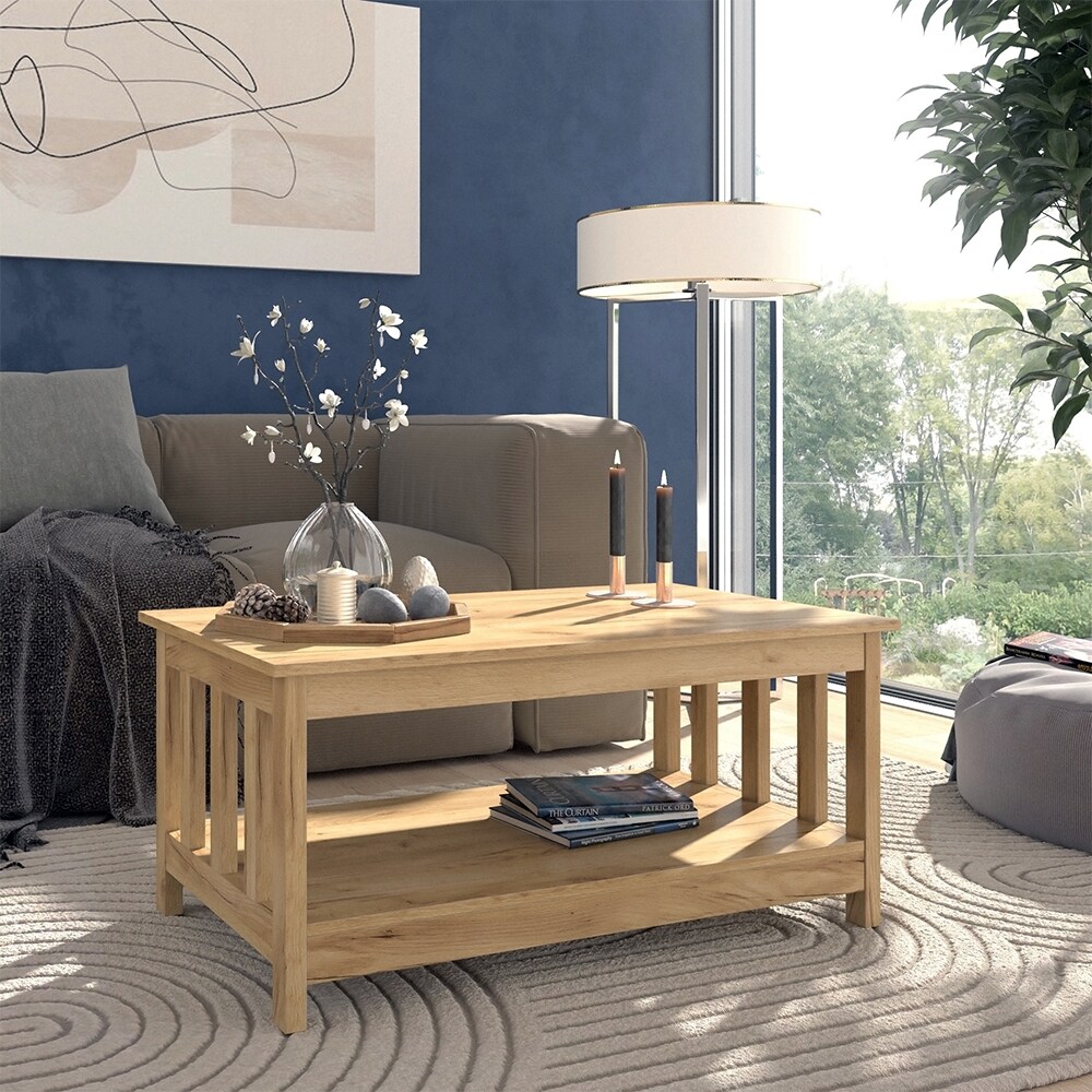 Vicco Couchtisch Oxford Eiche 101 x 46 cm mit Stauraum