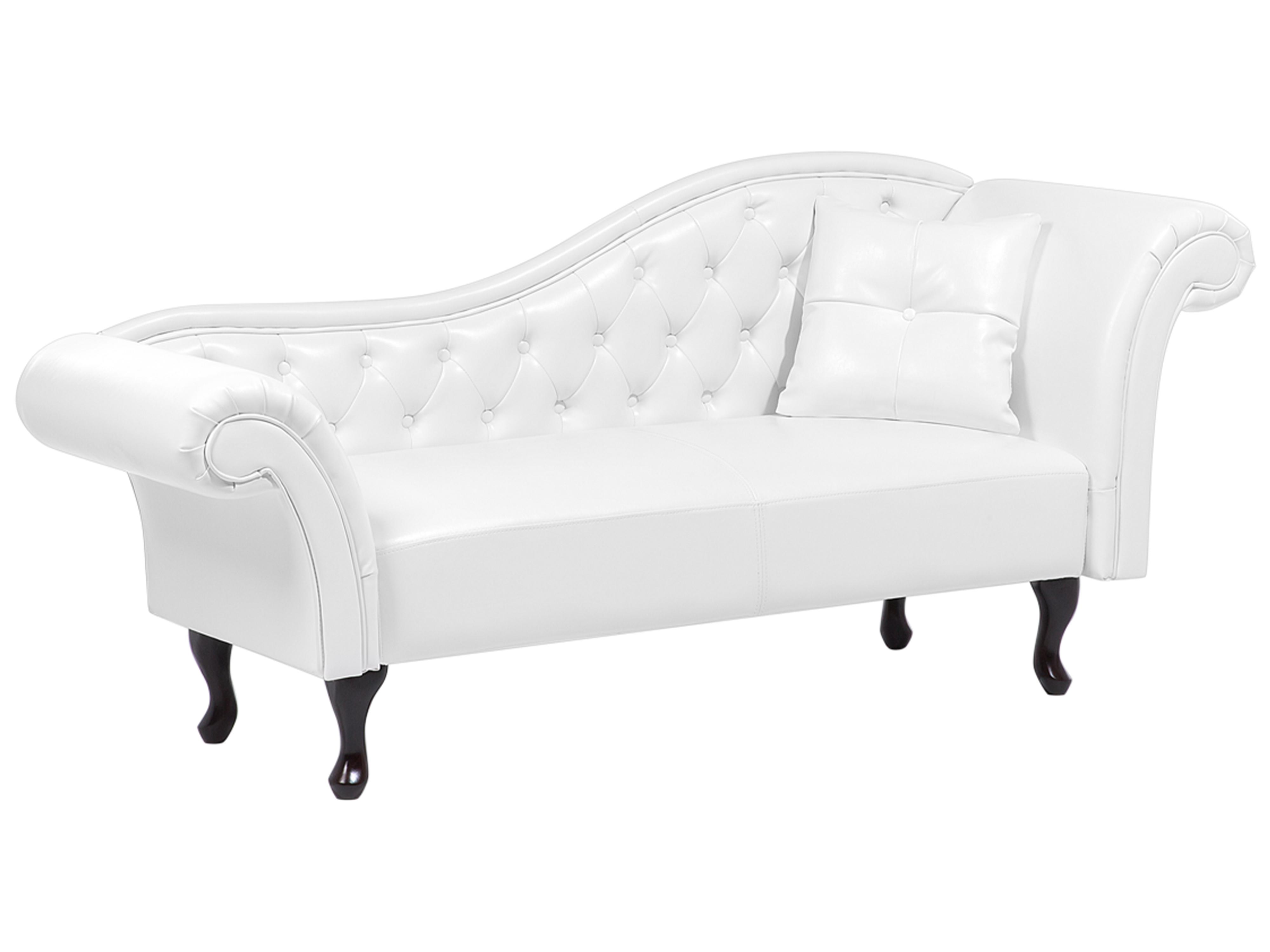 Rechtszijdige chaise longue LATTES Kunstleer Wit