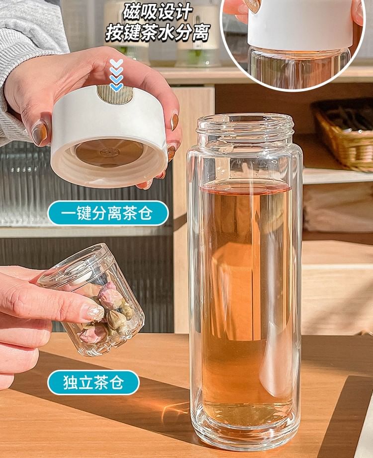 Fun House - Dubbelwandige glazen thee-infuser drinkfles (verschillende ontwerpen)