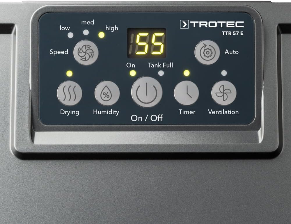 TROTEC Luftentfeuchter elektrisch TTR 57 E – Leistung 9 L/Tag – Fläche 20 m² / 50 m³ – Adsorptionsentfeuchter