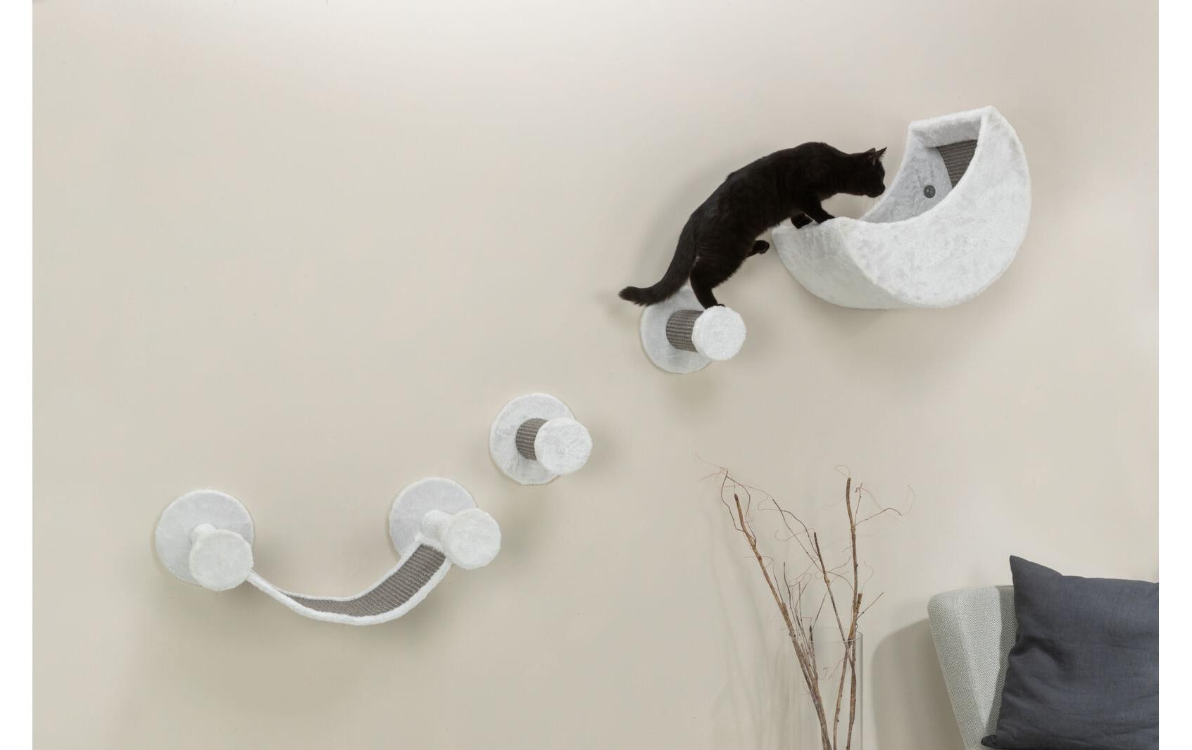 TRIXIE Kratzbaum »Wandset, Plüsch, 4 Stück, Weiss/Grau«