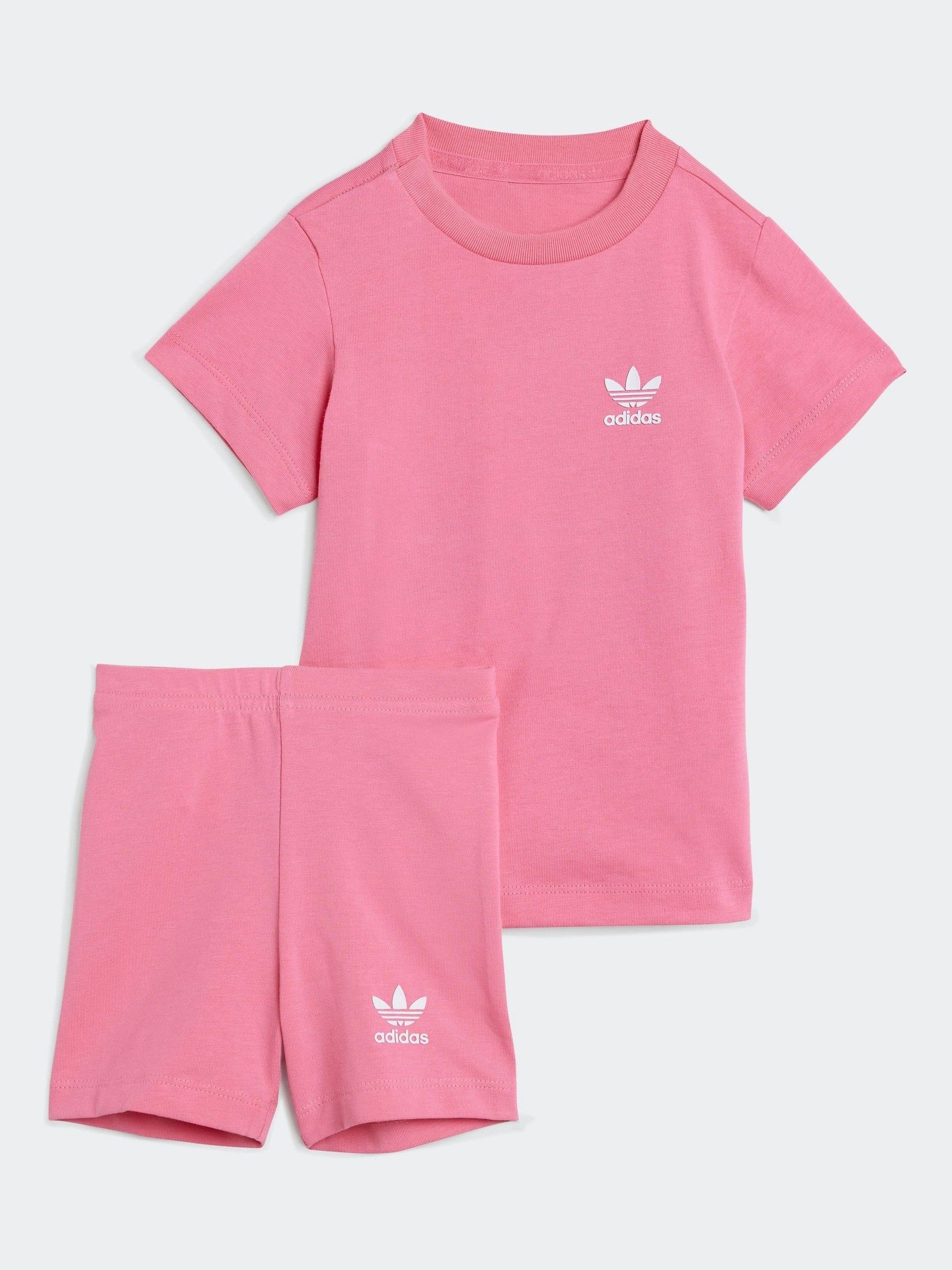 Roze - adidas Originals - Set van T-shirt en fietsbroek voor kinderen
