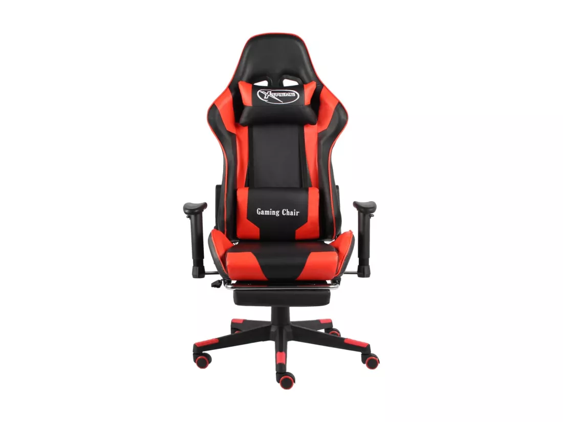 Chaise de jeu pivotante avec repose-pied Rouge PVC