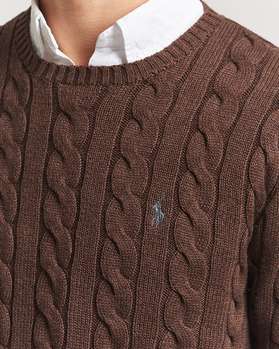 Polo Ralph Lauren Cotton Cable Pullover  Dark Roast Melange