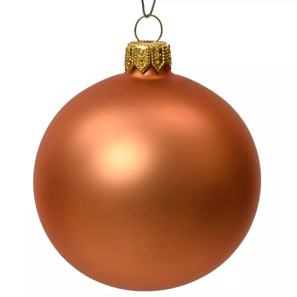 Lot de 6 boules de Noël en verre (D80 mm) Arctique mates Cuivre