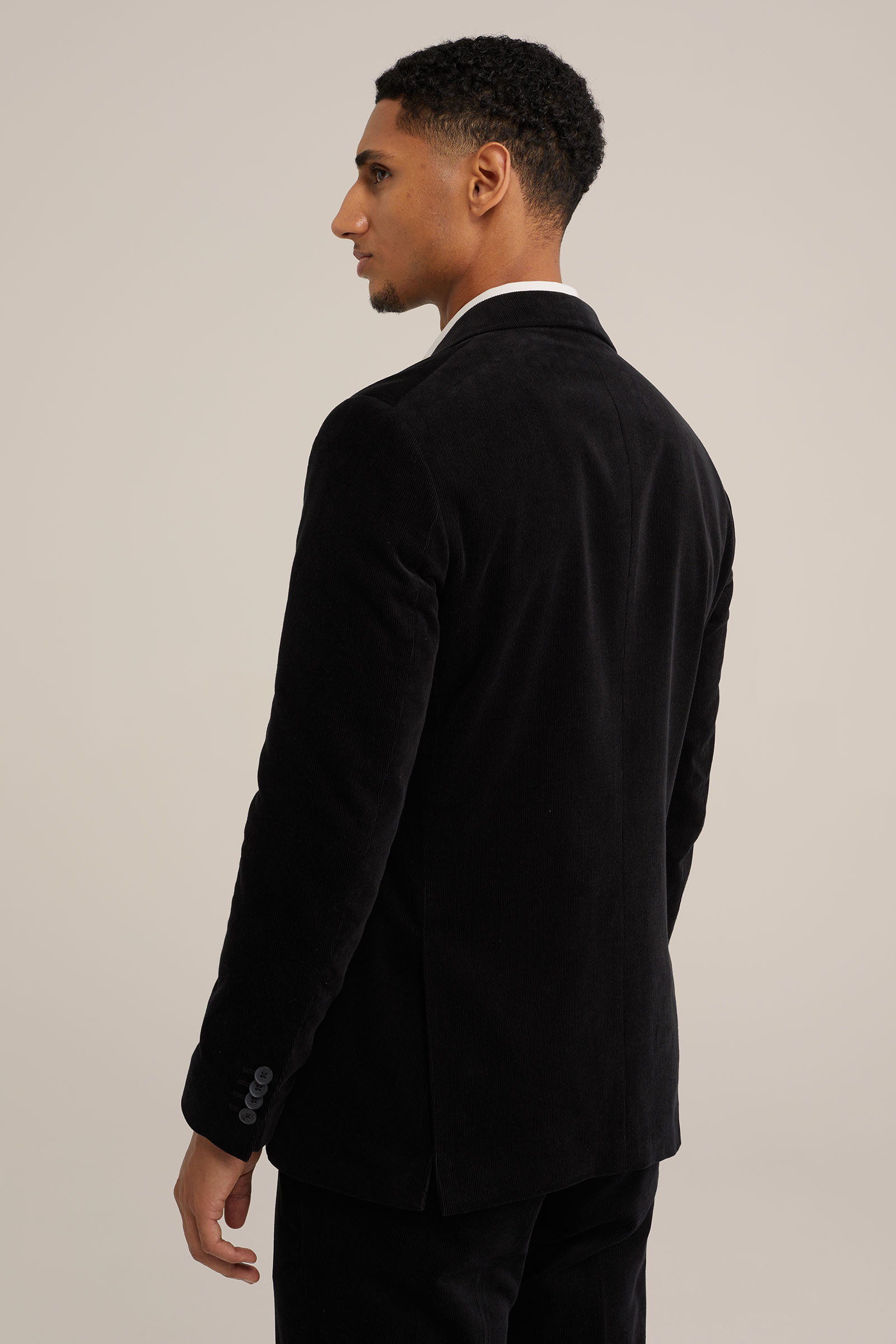 slim fit blazer van corduroy Van Gils Zwart
