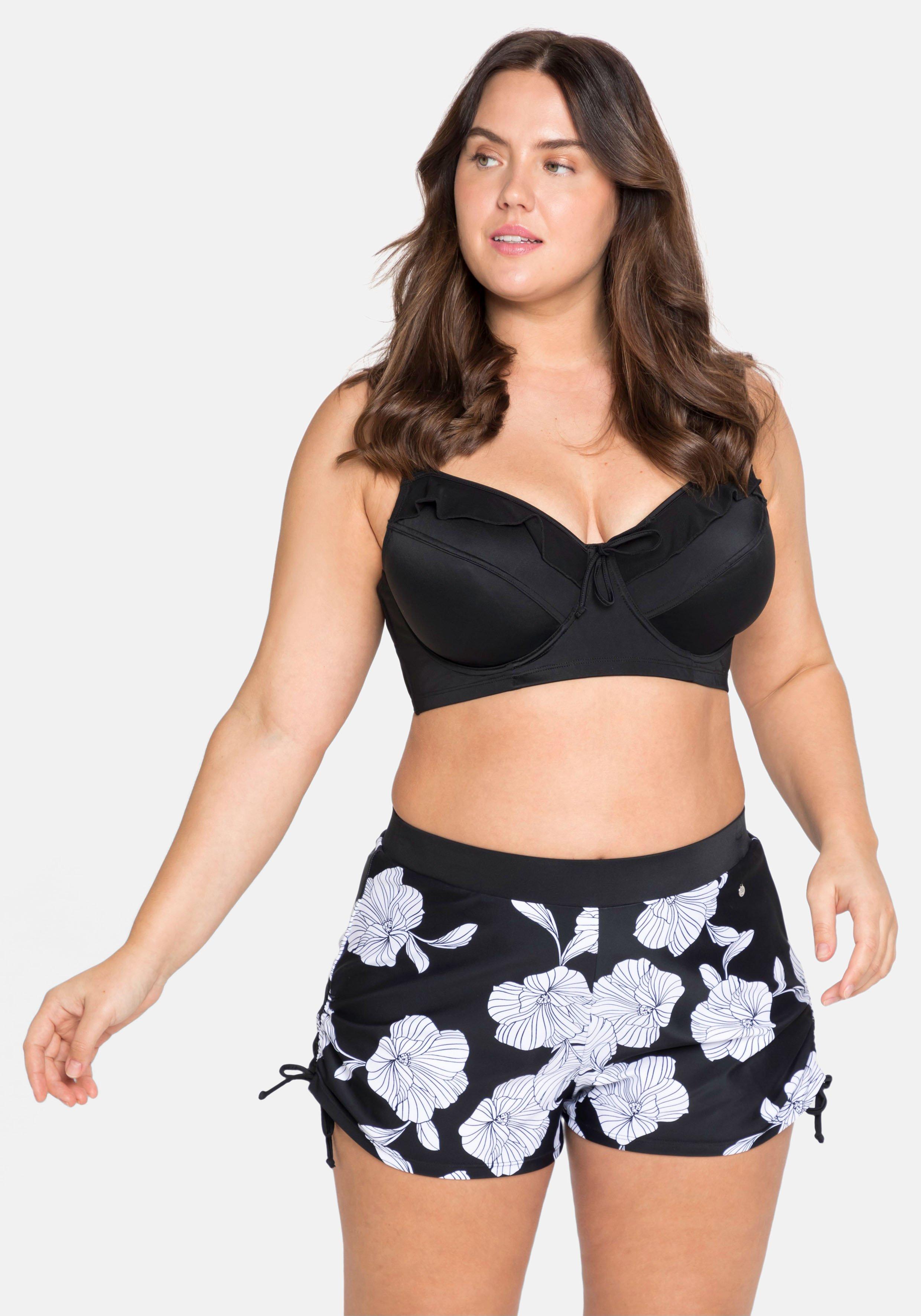 Bikini-Oberteil mit Bügeln und Volants aus Mesh