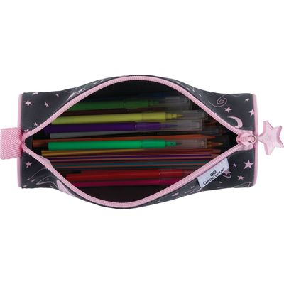 Trousse ronde Cosmic Girls - 1 compartiment - gris anthracite - Oberthur