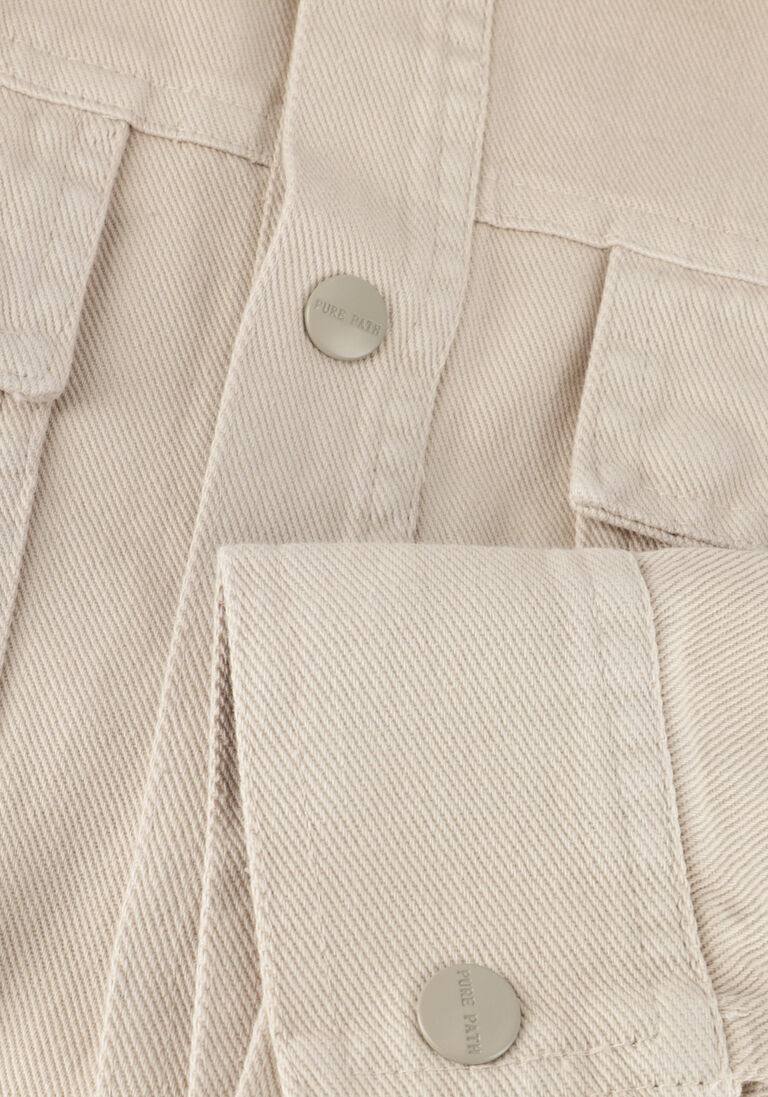PURE PATH zand pure path overshirt twill shirt with chest pockets and garment dye